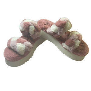 KOOLABURRA UGG Multi Rosette FUZZ ON Faux Fur Slide Sandals Slipper US 9